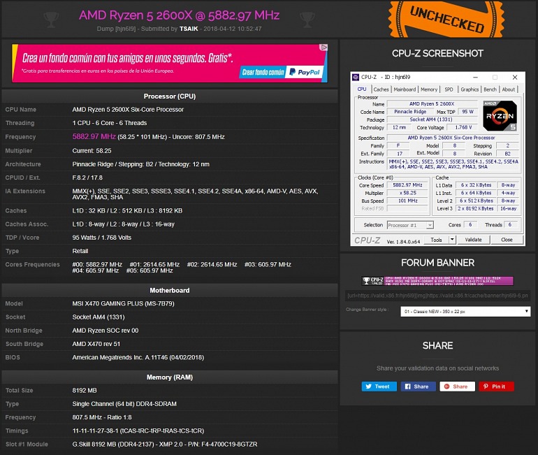 Alcanzados los 5,88 GHz con los AMD Ryzen 7 2700X y Ryzen 5 2600X Alcanzados los 5,88 GHz con los AMD Ryzen 7 2700X y Ryzen 5 2600X